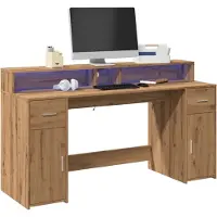 vidaXL LED-Schreibtisch Artisan-Eiche 160x55x91 Holzwerkstoff