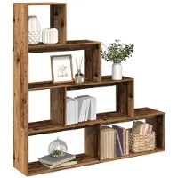 vidaXL Raumteiler Bücherregal Standregal Treppenregal 4 Stufen Altholz-Optik
