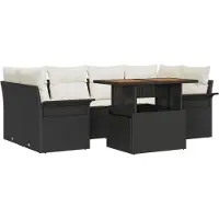 vidaXL Garten-Sofa-Set 7 Stk. Schwarz und Creme