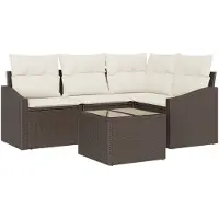 vidaXL Sofa Set 5 stk. Braun [Synthetisch]: Poly Rattan