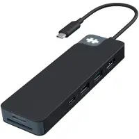 Hyper HD4102BKGL, USB 3.2 Gen 1 (3.1 Gen 1) Type-C, 3.5mm, HDMI, USB 3.2 Gen 1 (3.1 Gen 1) Type-A, USB 3.2 Gen 1 (3.1 Gen 1) Type-C, MicroSD (TransFlash), SD, 5000 Mbit/s, 3840 x 2160 Pixel, Schwarz