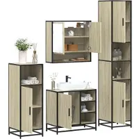 vidaXL 4-tlg. Badmöbel-Set Sonoma-Eiche Holzwerkstoff