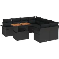 vidaXL Garten-Sofa-Set mit Kissen Schwarz