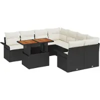 vidaXL Garten-Sofa-Set mit Kissen Schwarz und Creme