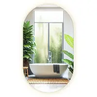 Tulup Ovaler Wandspiegel LED 90x52 cm Warmweiß 3000K – Badspiegel mit Licht modern