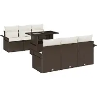 vidaXL Gartensofa-set 7 stk. Braun Poly-Rattan