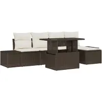 vidaXL Gartensofa-set 6 Stk. Braun und Creme Poly-Rattan