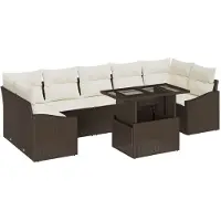 vidaXL Gartensofa-set 8 Stk. Braun und Creme Poly-Rattan
