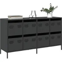 vidaXL Sideboard Schwarz 135x39x73,5 cm Kaltgewalzter Stahl