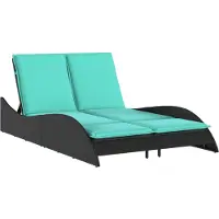 vidaXL Sonnenliege mit Kissen Schwarz 114x205x73 cm Poly Rattan