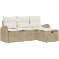 vidaXL Sofa Set 4 stk. Beige und Creme Poly-Rattan