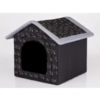 HOBBYDOG Hundekissen Hundehütte Hundebett Tierbett Katzenbett - Standard - 44 x 45 x 38 cm [Größe: R2] - Schwarz mit Hunden