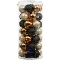 Décoris Weihnachtskugeln aus Glas mit Emaille glänzend matt Durchmesser 6,00 cm schwarz/farbig (6) (zwart)