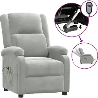 vidaXL Massagesessel Elektrisch Hellgrau Samt