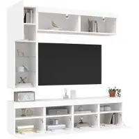 vidaXL 7-tlg. TV-Wohnwand mit LED-Leuchten Weiß