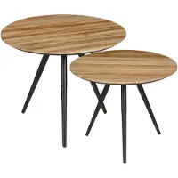Mica Decorations Jailey Beistelltisch - 2er-Set - H49 x Ø50 cm - Recyceltes Holz - Braun