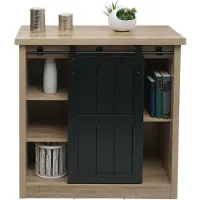 Mendler Kommode HWC-K75, Schrank Regal, Schiebetüre 5 Staufächer, Holz-Optik Industrial Metall 84x80x40cm naturfarben