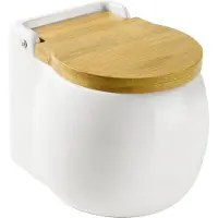 Jamon Salzbehälter Holz Deckel rund 10 x 12 x 11 cm Klassischer Behälter für Tisch und Küche