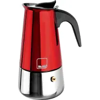 Ibili Moca, Mokka-Kanne, 0,46 l, Schwarz, Rot, Edelstahl, Edelstahl, 10 Tassen, Bakelit