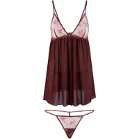 Lingadore Babydoll Beautiful Bordeaux | Grösse: XL | Farbe: Port