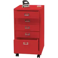 Mendler Rollcontainer HWC-L49, Schubladenschrank Stahlschrank Aktenschrank, Metall 75x40x41cm 5 Schubladen ~ rot