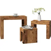 vidaXL Satztische 3 Stk. Altholz-Optik Holzwerkstoff