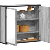 vidaXL Bad-Spiegelschrank Grau Sonoma 65x20x60 cm Holzwerkstoff