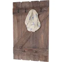 Mendler Wandgarderobe HWC-D13, Garderobe Garderobenpaneel, 6 Haken 91x60cm ~ braun shabby