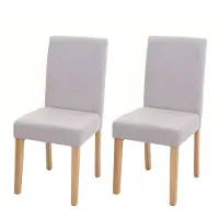 Mendler 2er-Set Esszimmerstuhl Stuhl Küchenstuhl Littau Textil, creme-beige, helle Beine