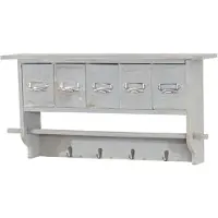 Mendler Garderobe HWC-C49, Wandgarderobe Wandregal, Vintage mit 5 Schubladen 32x65x13cm Shabby Look, grau