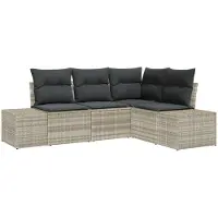 vidaXL Gartensofa-set 4 stk. Hellgrau Poly-Rattan