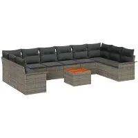 vidaXL Gartensofa-set 11 stk. Grau Poly-Rattan