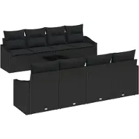 vidaXL Sofa Set 9 stk. Schwarz [Synthetisch]: Poly Rattan