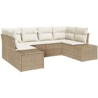 vidaXL Gartensofa-set 6 stk. Beige Poly-Rattan