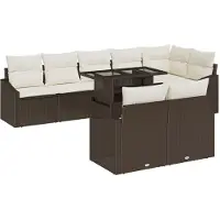 vidaXL Gartensofa-set 9 Stk. Braun und Creme Poly-Rattan