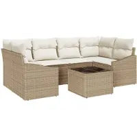 vidaXL Sofa Set mit Kissen 7 pcs Beige und Creme Poly Rattan