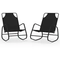 Helloshop26 - 2-teilige Schaukelliege/Deckchair aus schwarzem Stahl und Textilene 02_0011973