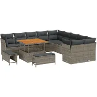 vidaXL Gartensofa-set 13 stk. Grau Poly-Rattan