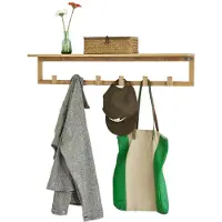 SoBuy FHK06-N Garderobenständer mit Wandregal - 6 Haken - 90x12,5x16,5 cm - Bambus