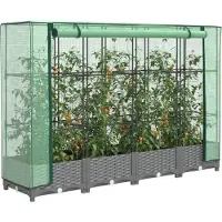 vidaXL Hochbeet mit Gewächshaus-Aufsatz Rattan-Optik 160x40x123 cm
