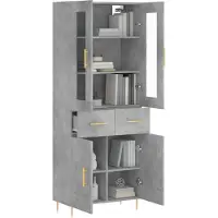 vidaXL Highboard Betongrau 69,5x34x180 cm Holzwerkstoff