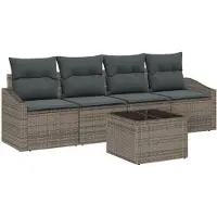 vidaXL Sofa Set 5 Stk. Grau [Synthetisch]: Poly Rattan