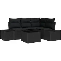 vidaXL Gartensofa-set 5 stk. Schwarz Poly-Rattan
