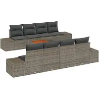vidaXL Gartensofa-set 9 stk. Grau Poly-Rattan