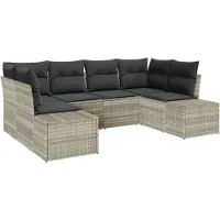 vidaXL Gartensofa-set 6 stk. 6-Sitzanzahl Hellgrau Poly Rattan