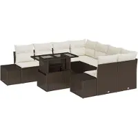 vidaXL Gartensofa-set 9 Stk. Braun und Creme Poly-Rattan