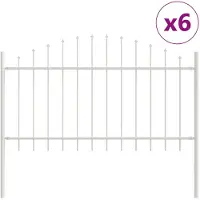vidaXL Gartenzaun 6 pcs Weiß 170 x 140 cm Pulverbeschichteter Stahl