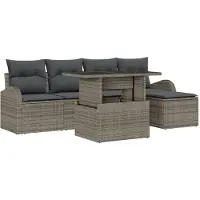 vidaXL Gartensofa-set 6 Stk. Grau Poly-Rattan