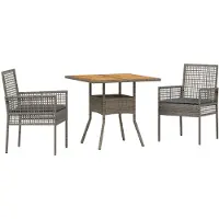 vidaXL Garten Essgruppe 3 stk. Grau Poly-Rattan