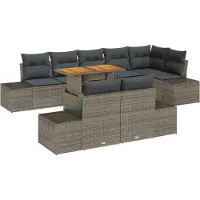 vidaXL Gartensofa-set 9 Stk. Grau Poly-Rattan